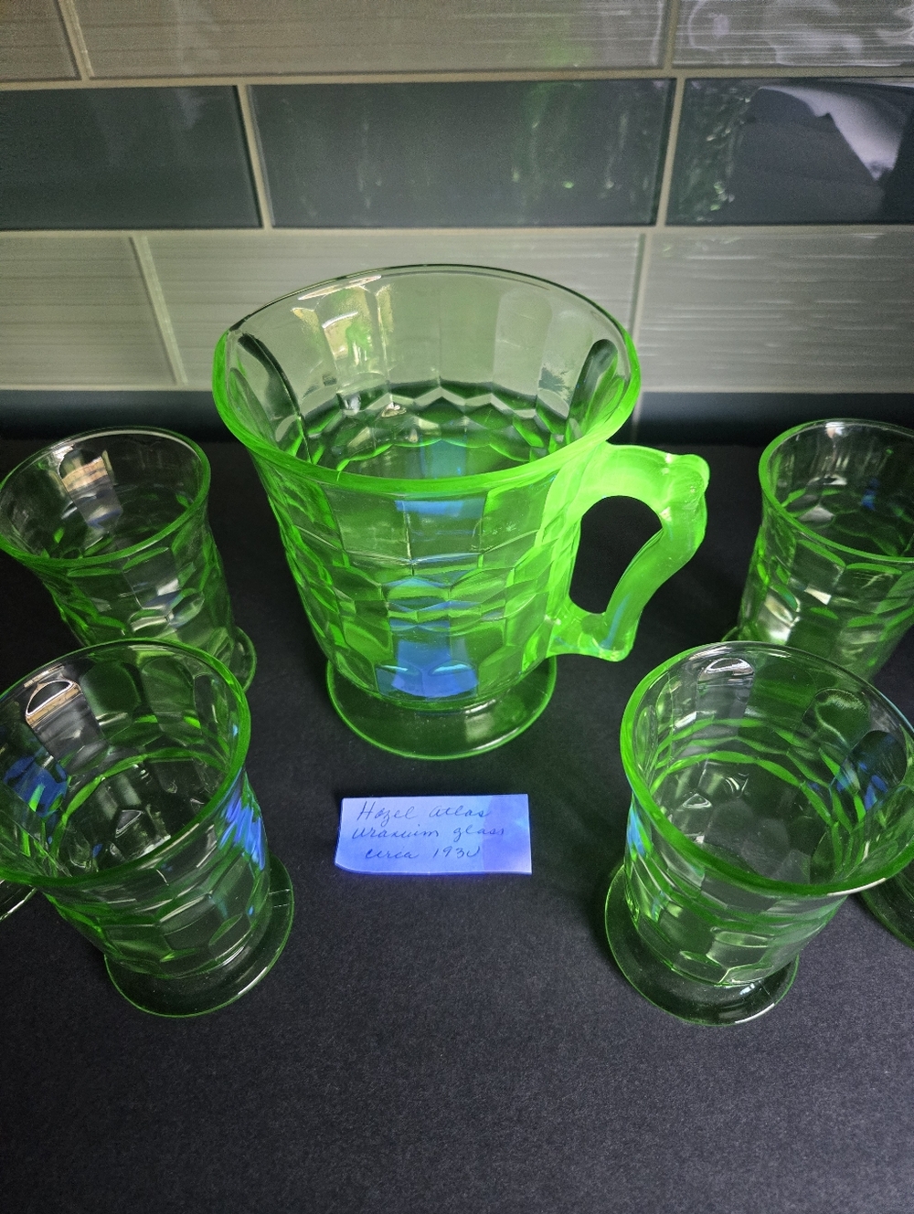 Hazel Atlas Honeycomb Pitcher Glass Pitcher and Tumbler Set Of 7